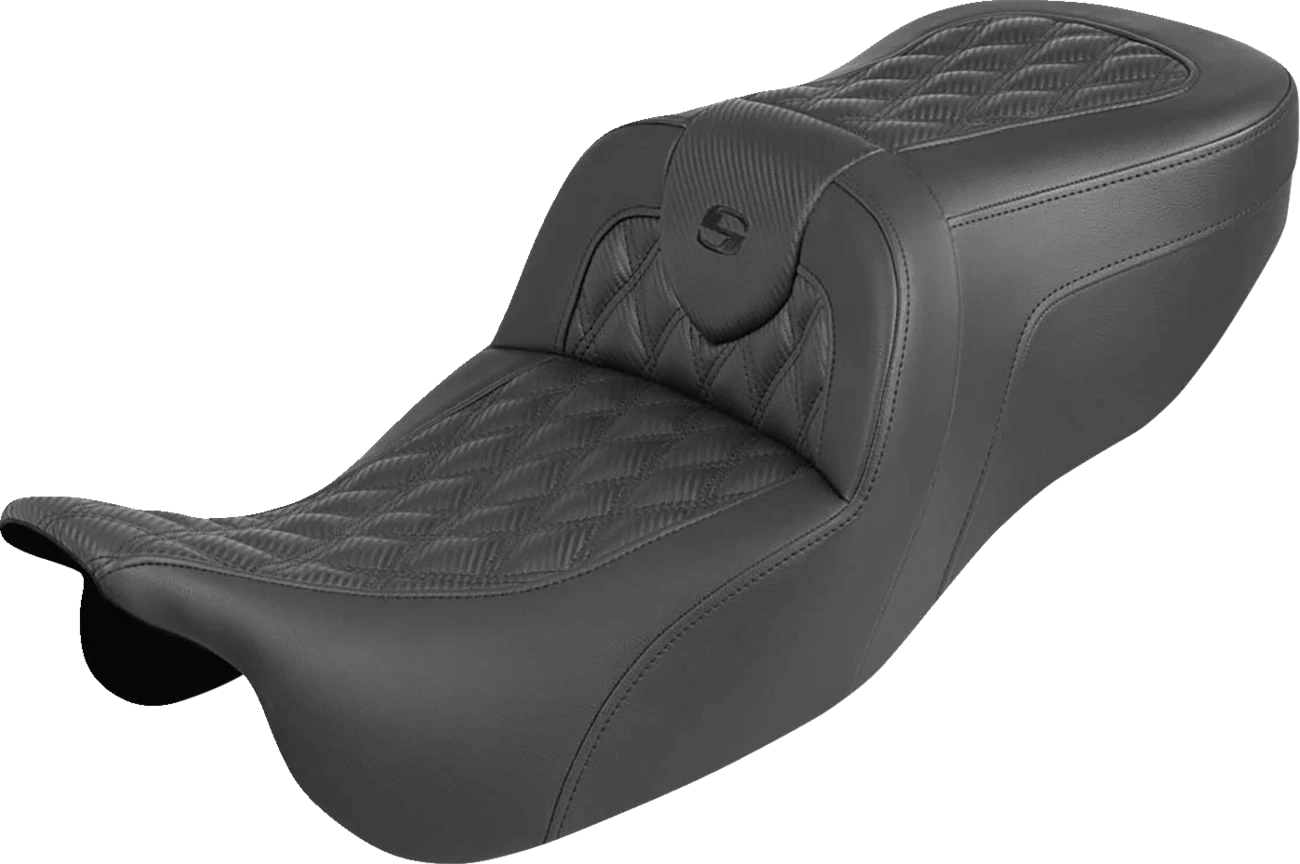 SADDLEMEN Roadsofa Seat for Harley-Davidson (2014–2023) - Carbon Fiber, Lattice Stitch