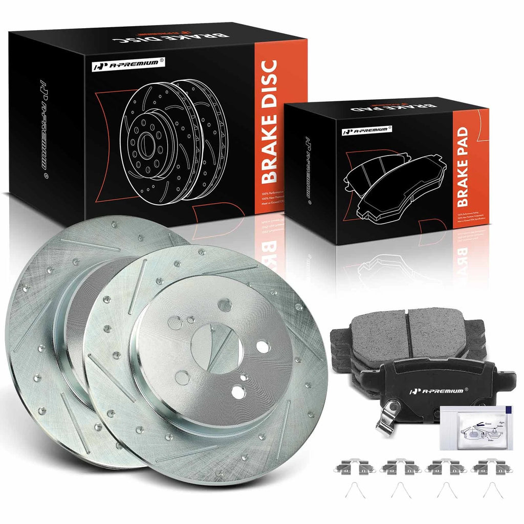 Rear Drilled Rotor & Ceramic Brake Pad for Toyota Corolla (2019-2022)