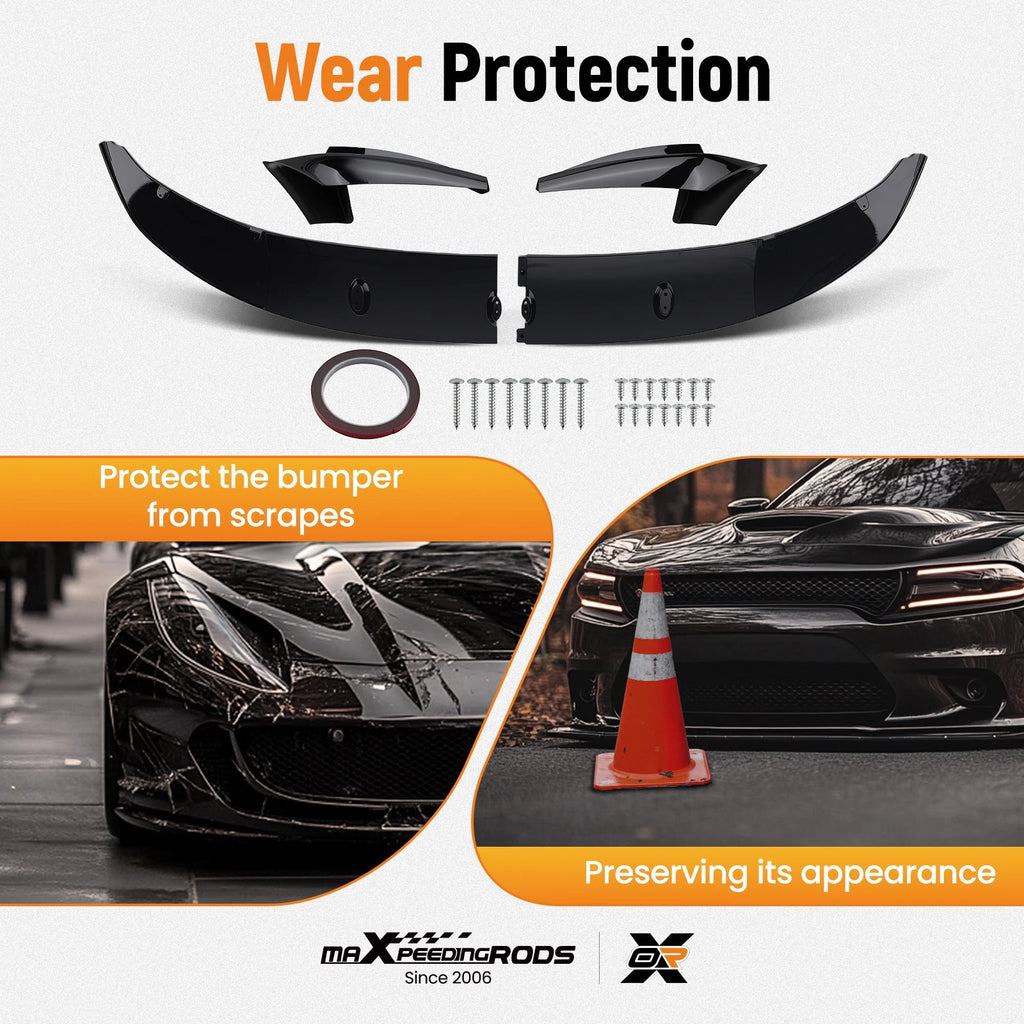 Front Bumper Lip Spoiler for BMW 5 Series F10 M Sport (2011–2016) Gloss Black ABS