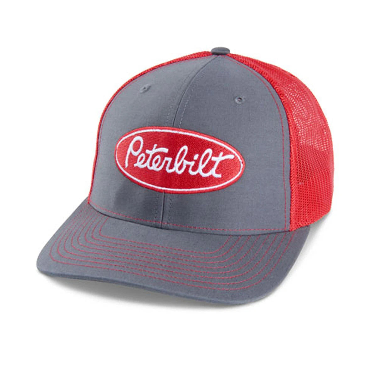 Hat for Peterbilt Trucks (Charcoal/Red Mesh)
