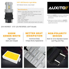2X AUXITO 3157 3156 LED 3020-SMD 6000K White Backup Tail Reverse Light Bulbs