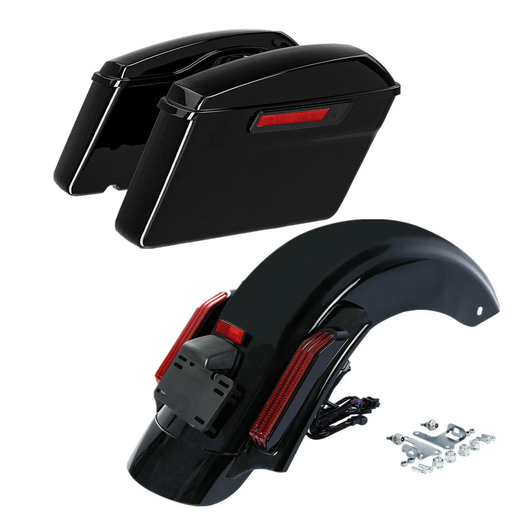 Hard Saddlebags & LED Rear Fender for Harley Touring Road King (2014–2023)
