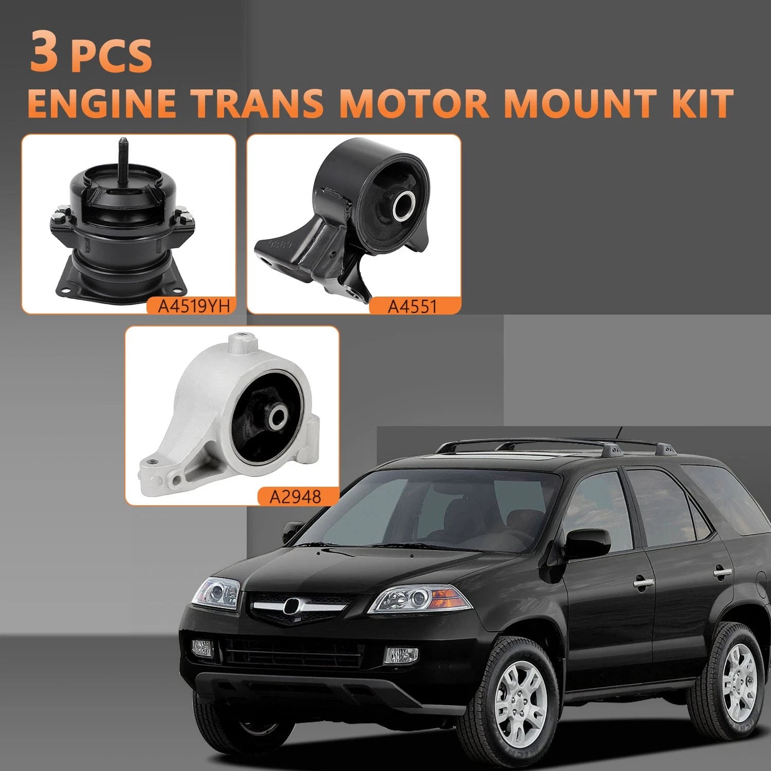 3X Engine Motor Mounts for Acura MDX / Honda Pilot (2001–2006)