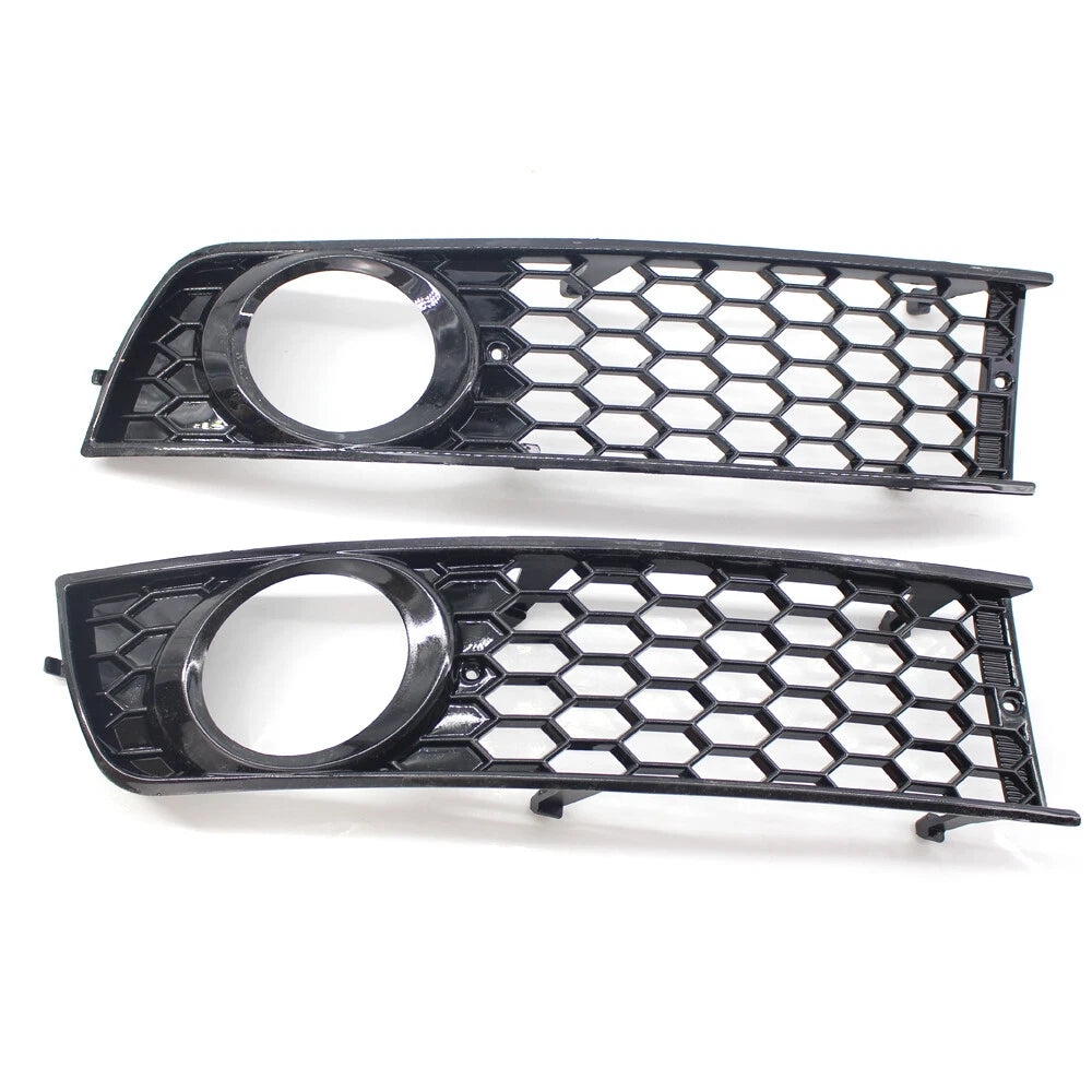 2X Honeycomb Bumper Fog Light Lamp Grille Bezel Cover for Audi A4 B6 (2001–2005)