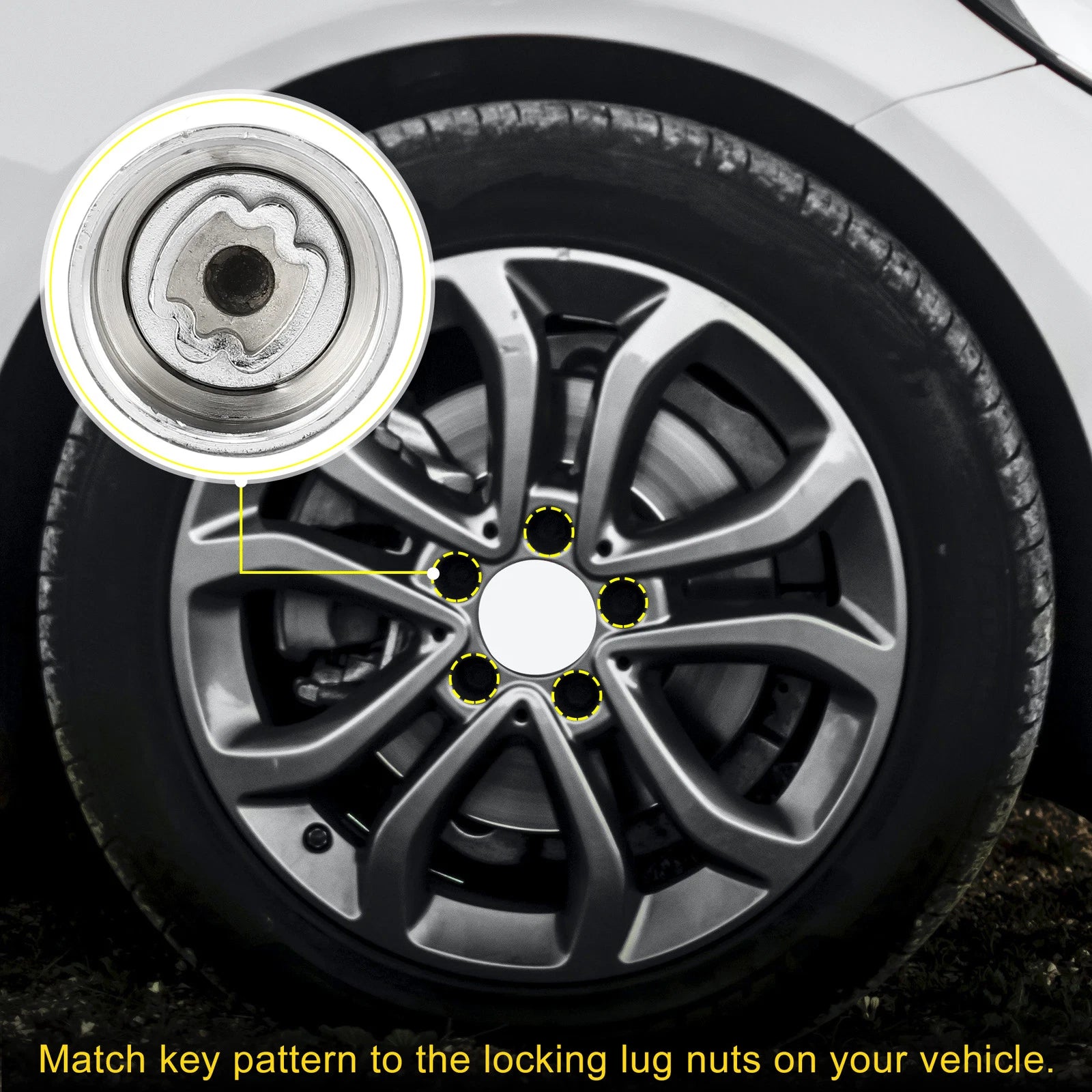 Set of 4 Wheel Lock Lug Nuts with Protector Socket for Mercedes Benz 