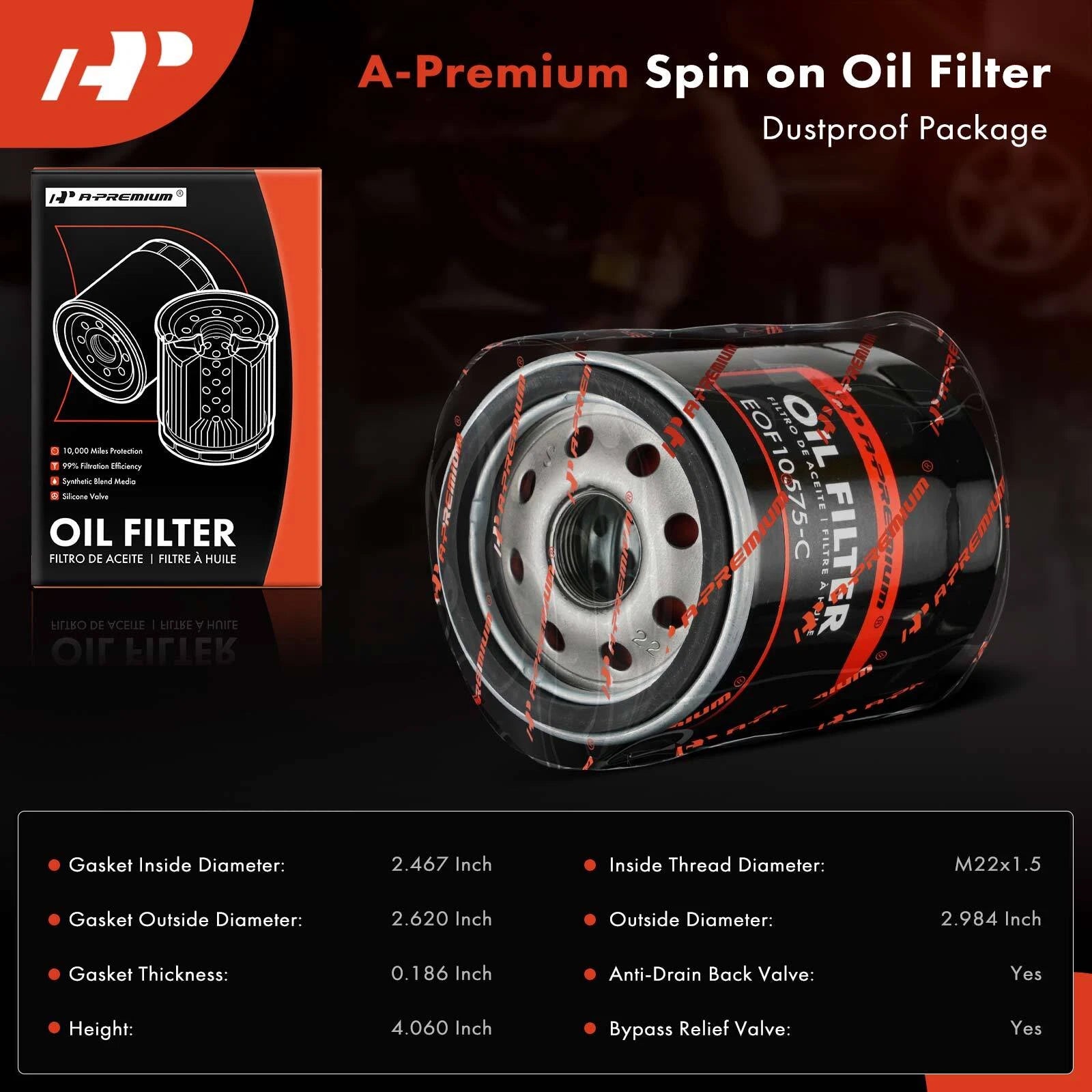 Engine Oil Filter for Ford F-150 (2011–2023) Chevrolet Silverado 1500 (2011–2023)