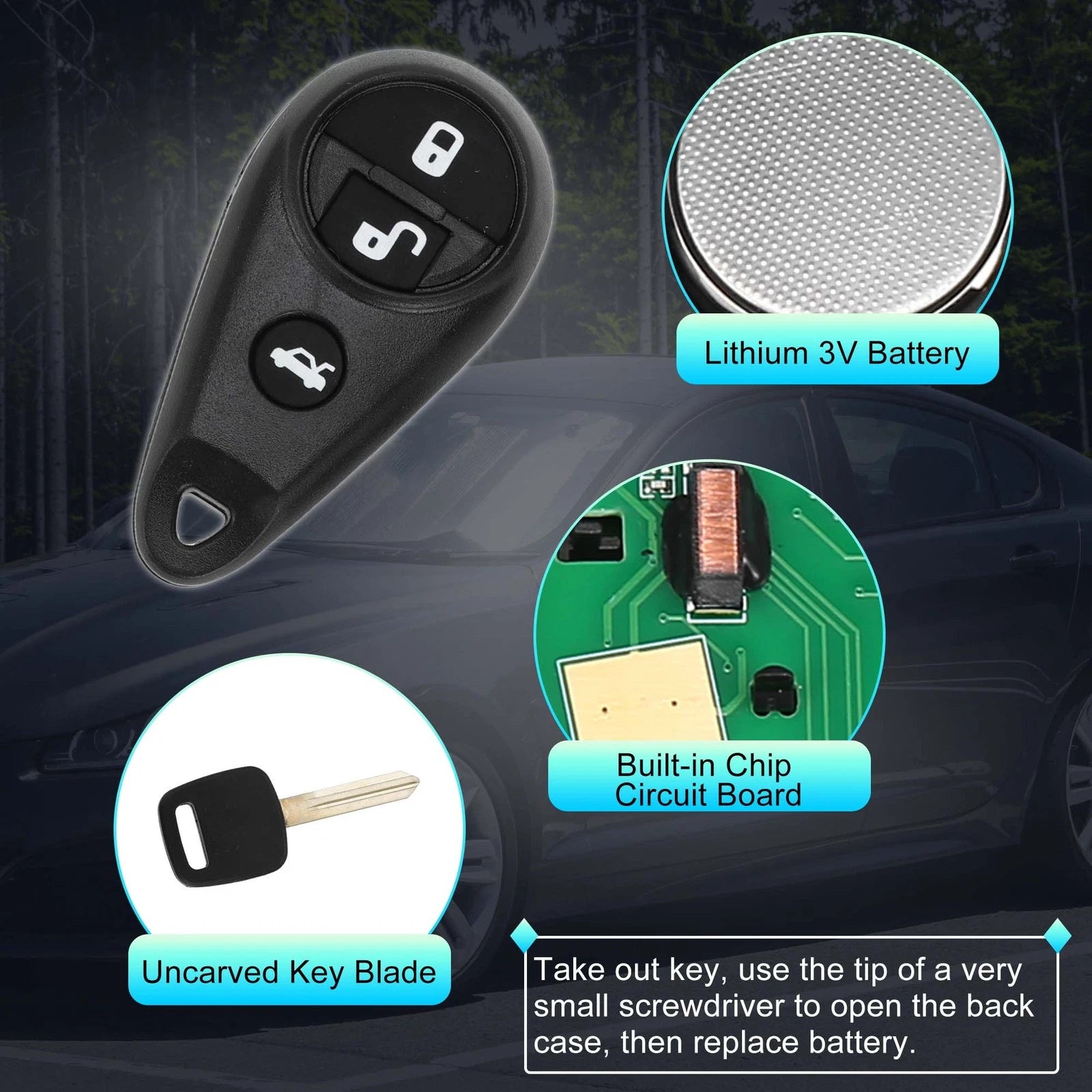 Keyless Entry Remote Ignition Transponder Key Fob for Subaru Outback (2010–2023)