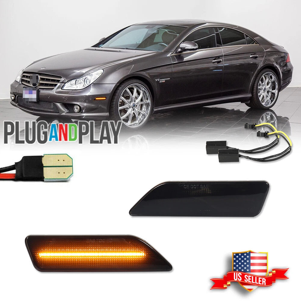 Smoke Amber LED Bumper Side Marker Lights for Mercedes Benz CLS-Class (2006–2011)