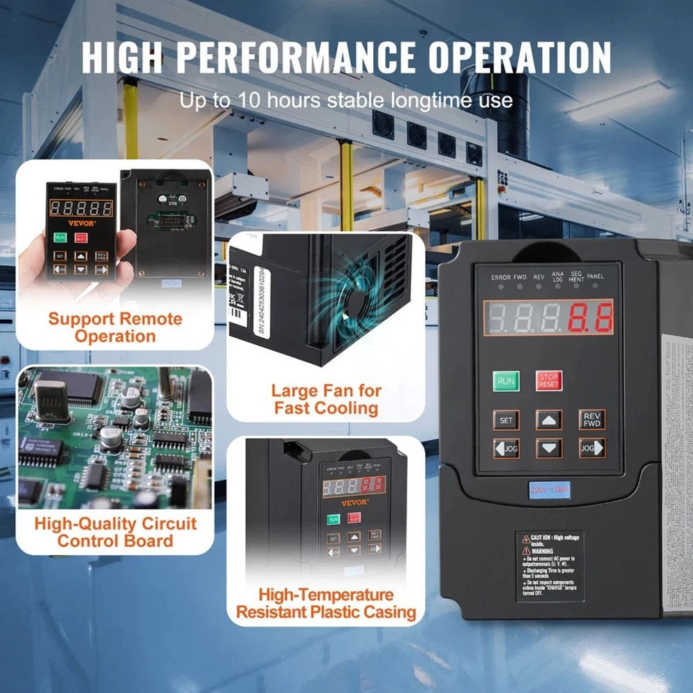 1.5KW 2HP VFD Drive 220V for Industrial Motor Control (0-400Hz)