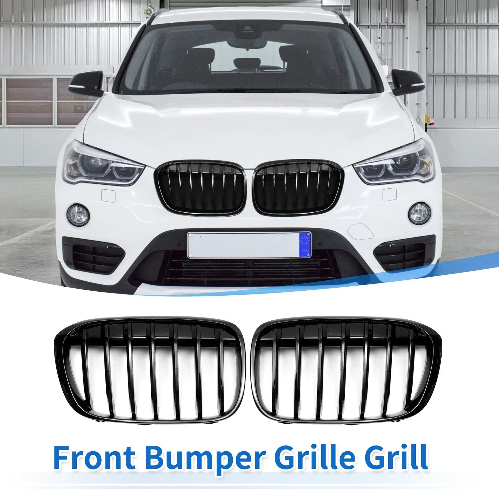 Pair Front Upper Bumper Grille for BMW X1 F48 (2016 - 2022)