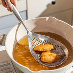 Stainless Steel Skimmer with Ergonomic Wooden Handle for Frying & Pasta