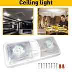 1x LED Ceiling Fixture Double Dome Light for RV Camper Trailer (12V)