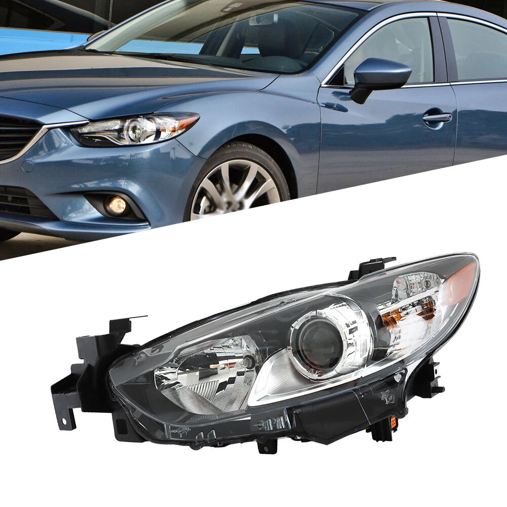 Left Headlight for Mazda 6 (2014–2017) Clear Lens Halogen Black