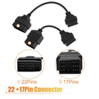 2X OBD1 to OBD2 Adapter Cable for Toyota (22-Pin to 16-Pin, 17-Pin to 16-Pin)