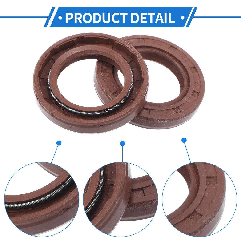2X Oil Seal Rotary Shaft Seal FKM Rubber 28x45x7mm for Various Models