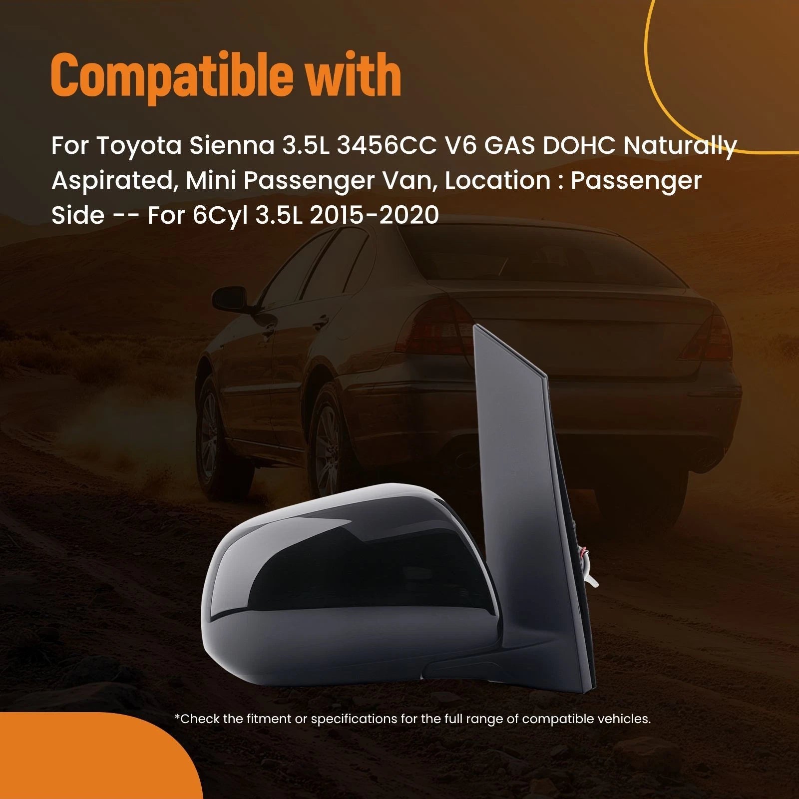 Passenger Side View Mirror for Toyota Sienna (2015–2020) 8791008150