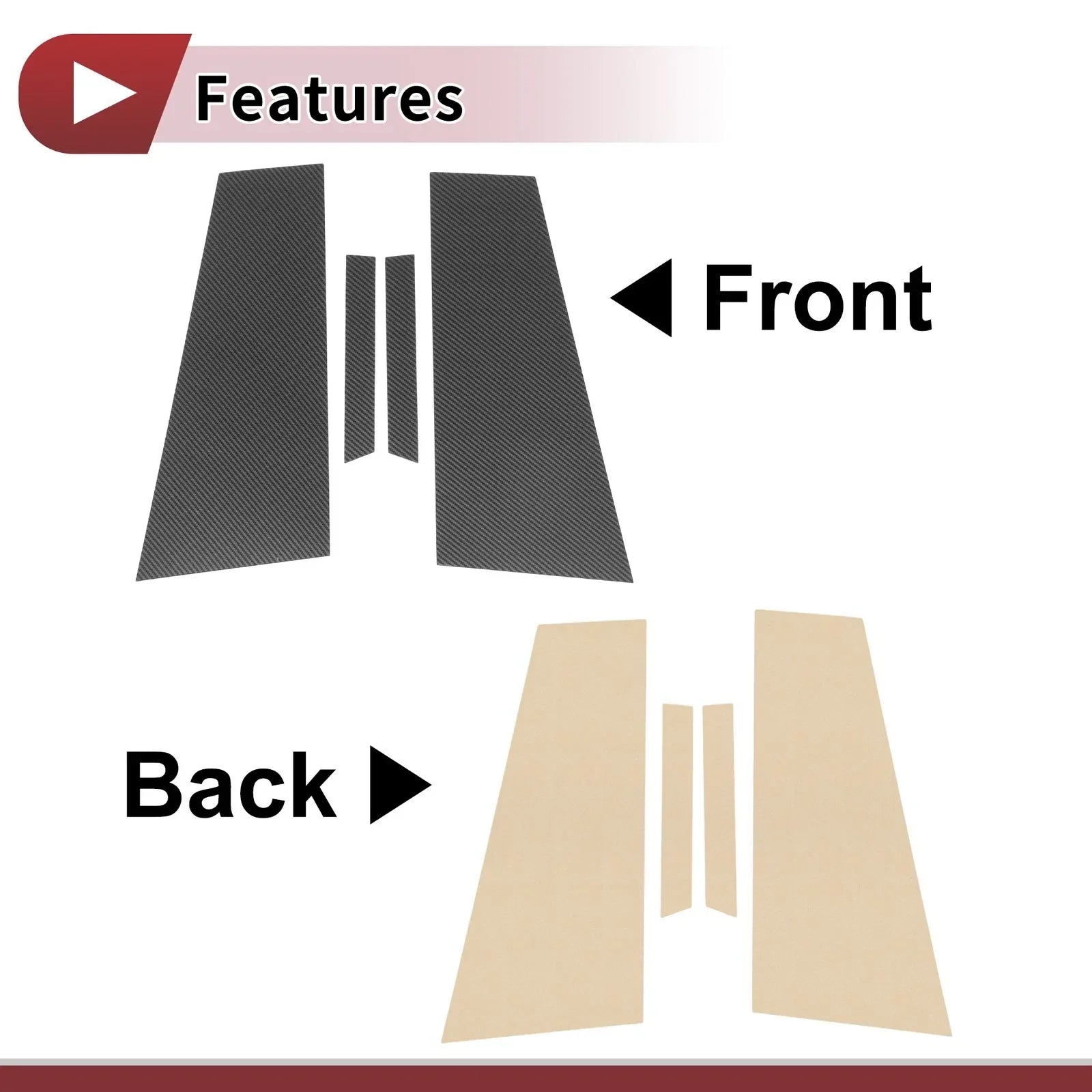 4 x Door Pillar Window Trim for Mercedes-Benz CLS (2020-2023) Black Carbon Fiber
