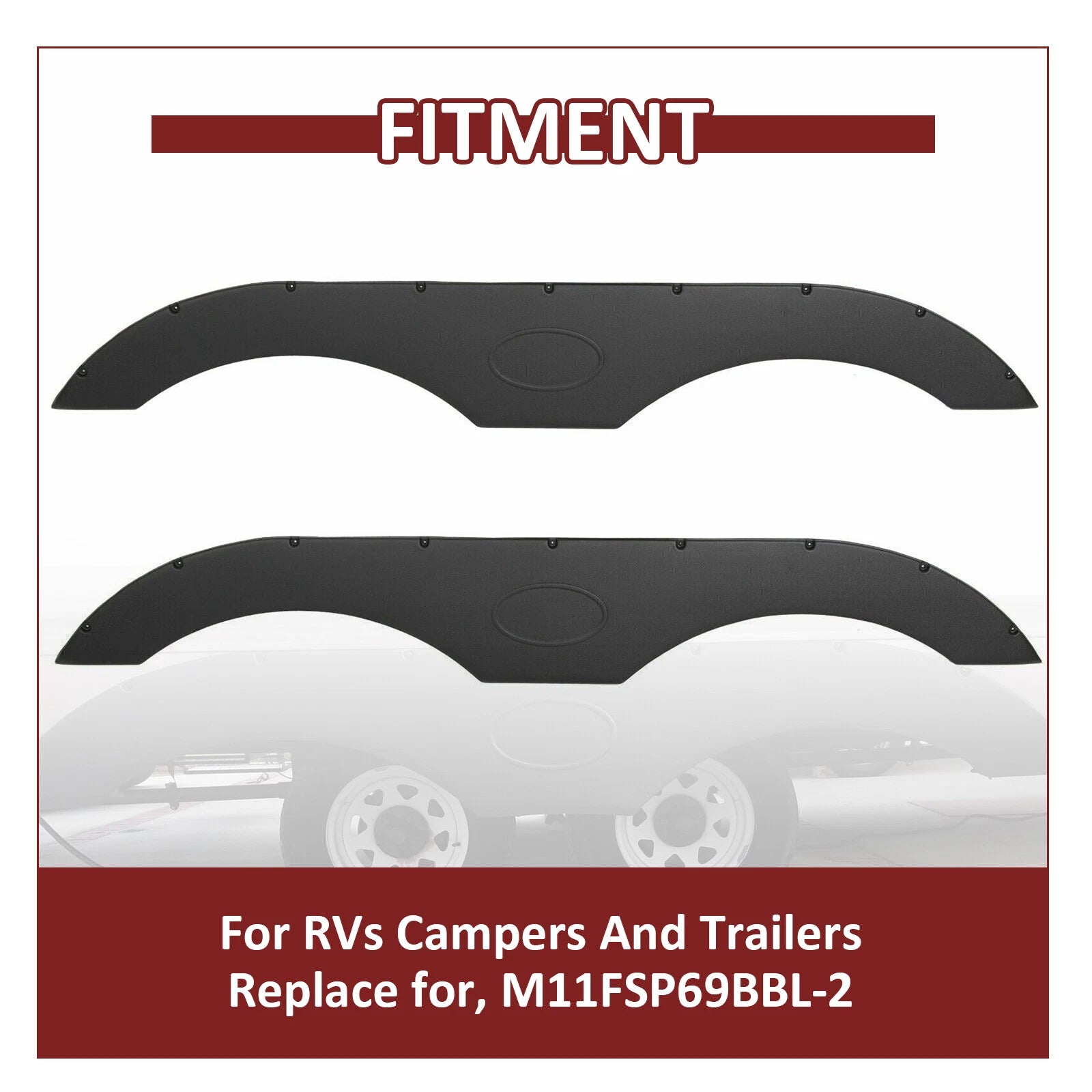 Tandem Trailer Fenders Skirt Set for RVs Campers Trailers (Black)