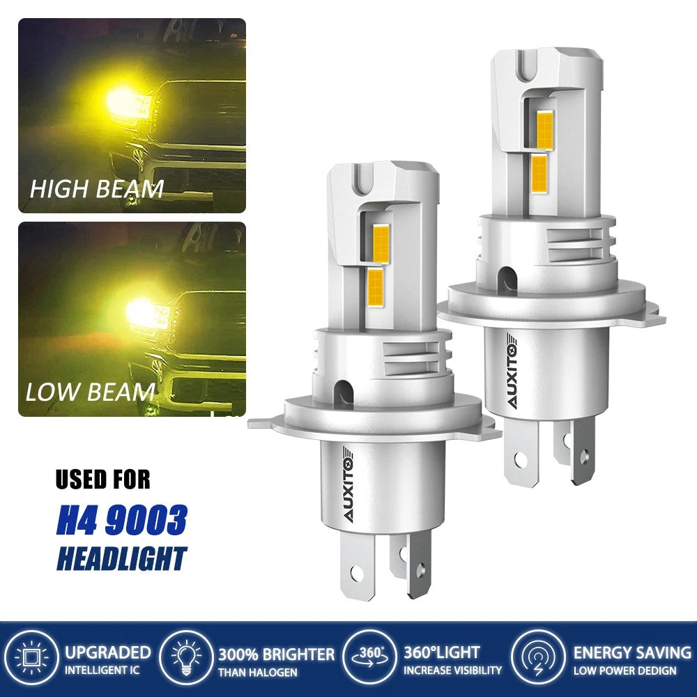 2X H4 9003 HB2 LED Headlight Bulbs Kit for Universal Vehicles (3000K)