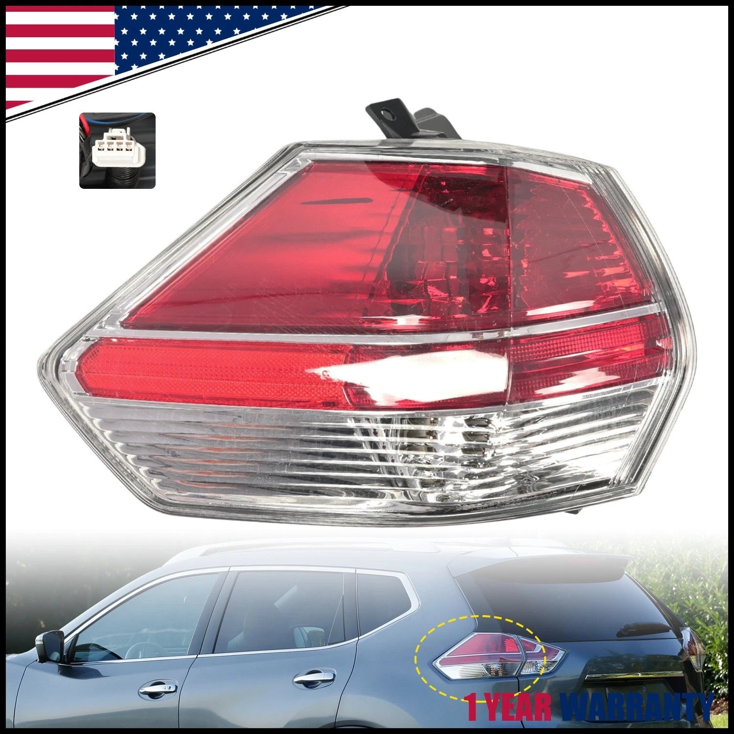 Left Driver Side Outer Tail Light for Nissan Rogue (2014–2016)