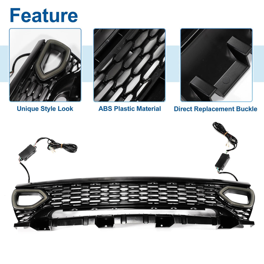Front Upper Hood Bumper Grille for Dodge Charger (2015–2023) with Light Black