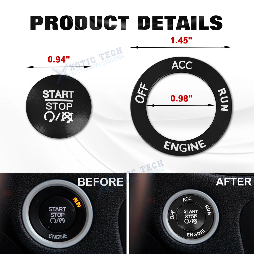 Push Start Stop Button Cover Decor Kit for Dodge Charger Challenger (2011-2023)