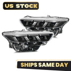 Full LED Headlight Pair for Ford Mustang (2024–2026) Black w/Bulb DRL