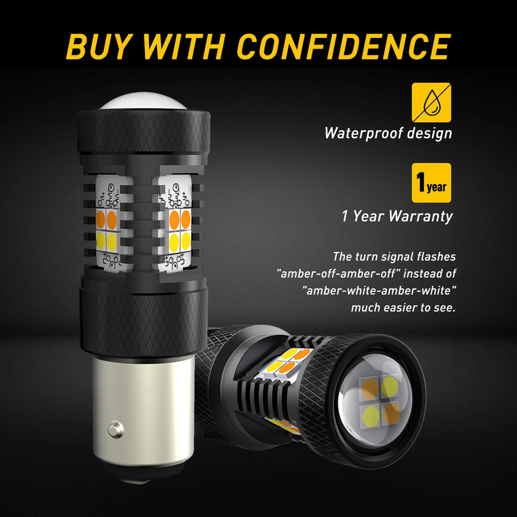 2X 1157 Switchback White Amber LED Turn Signal DRL Light Bulbs for EH