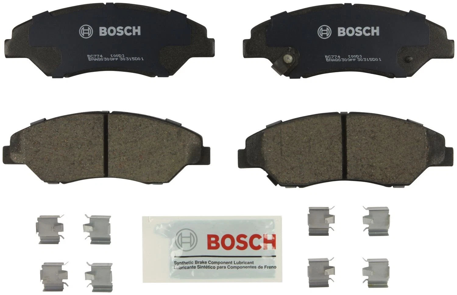 Bosch QuietCast Ceramic Brake Pads with Hardware for