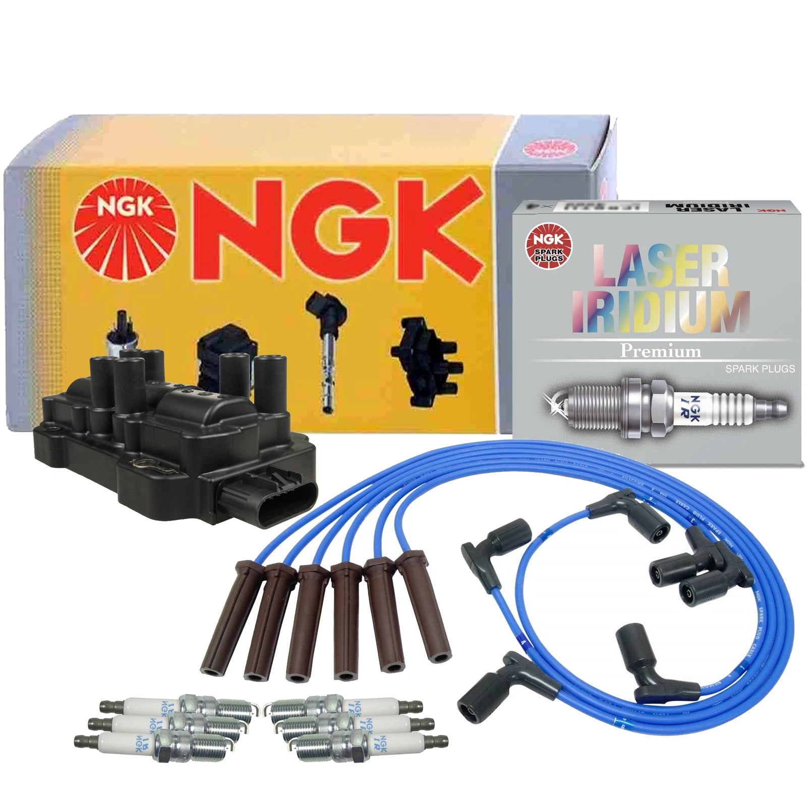 Set of 6 NGK Ignition Coil Wires & Laser Iridium Spark Plugs for Chevy Pontiac (3.4 V6)