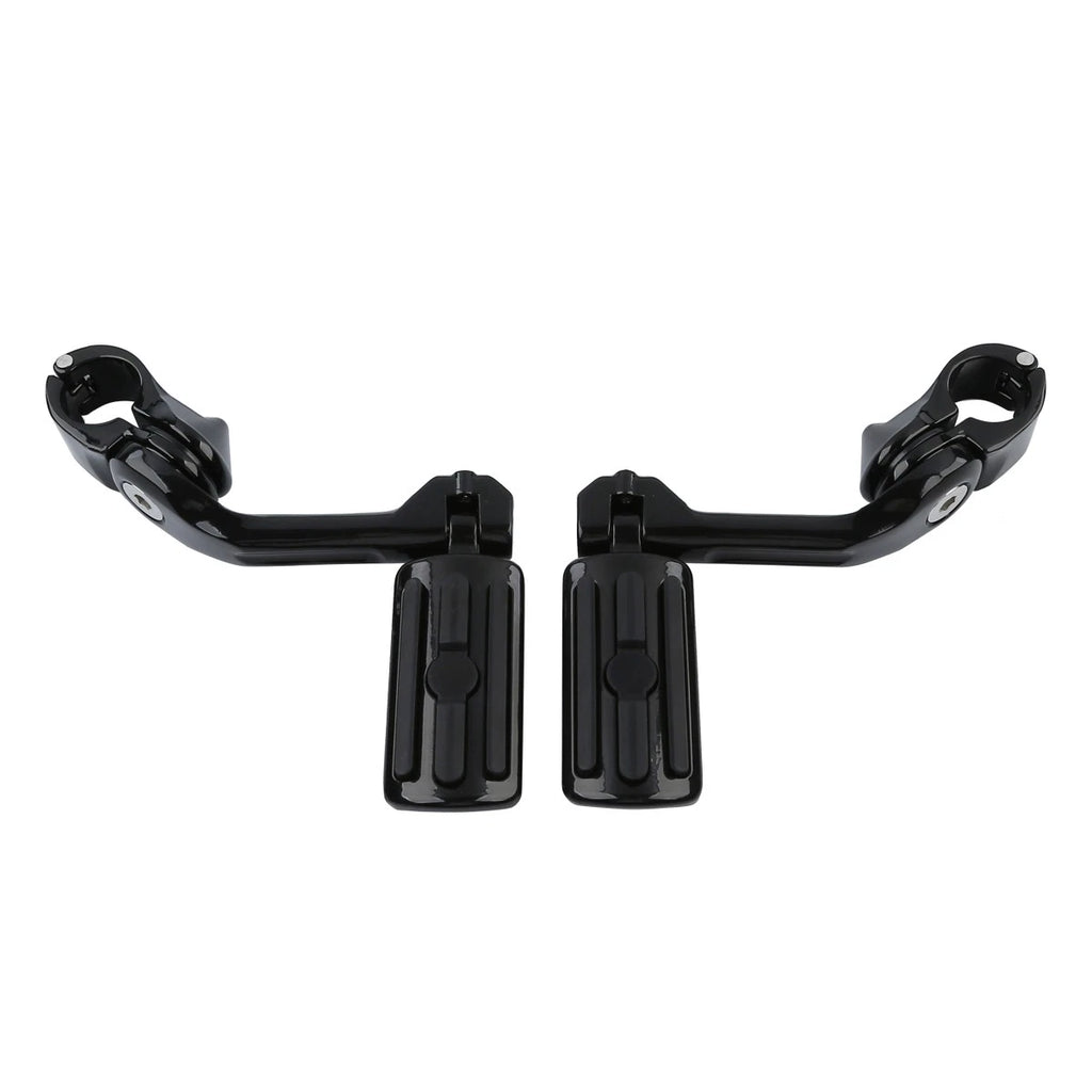 1 1/4" Black Adjustable Highway Long Angled Foot Pegs for Harley