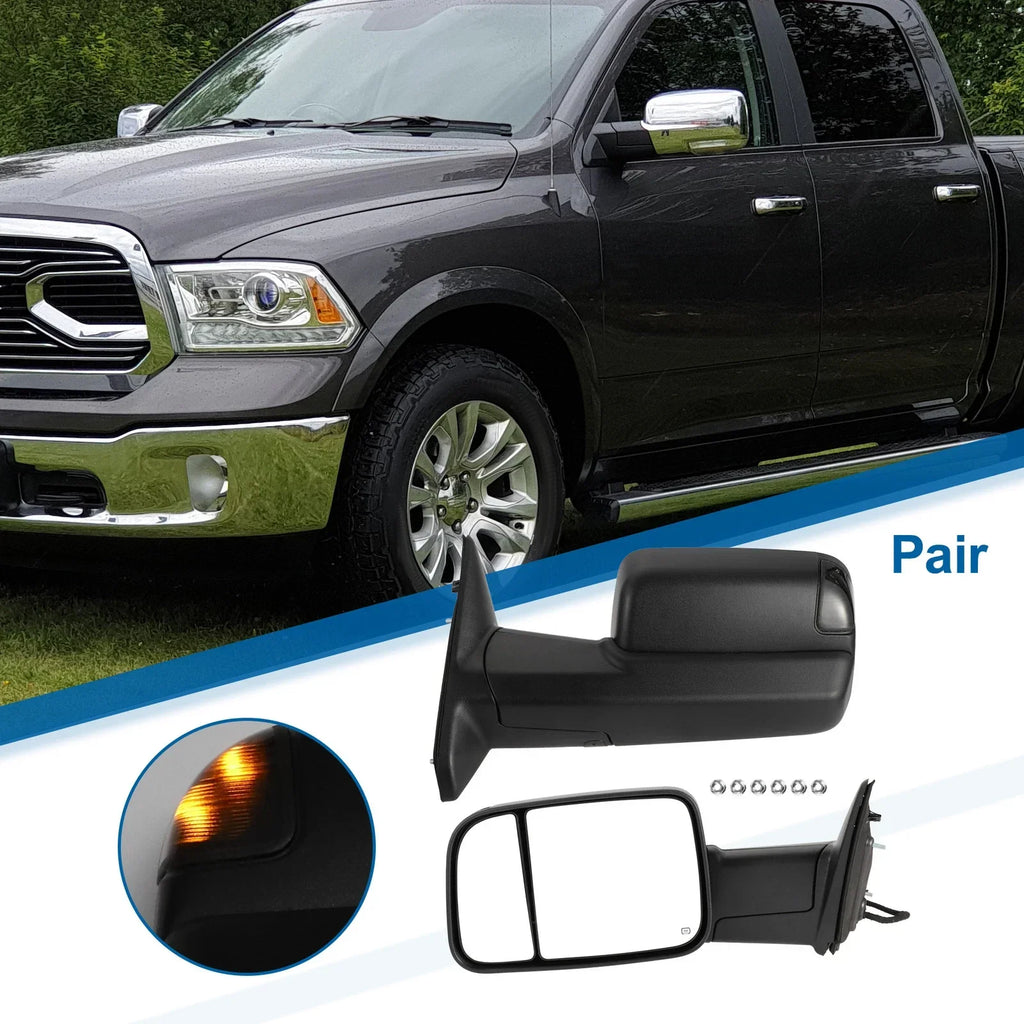 Tow Mirrors for Dodge Ram 1500 2013-2018 with Turn Signal Light - 1 Pair