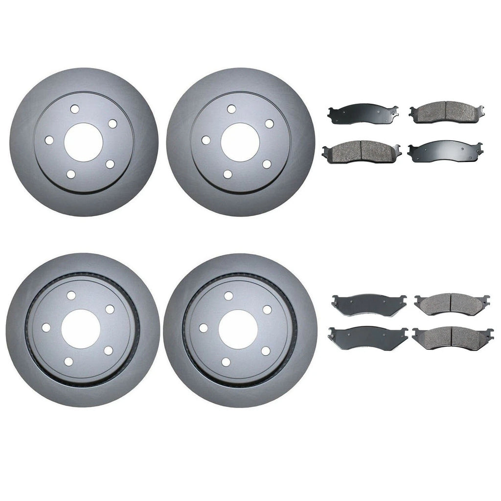 Front Rear Brake Kit for Dodge Ram 1500 (Akebono ProACT Ceramic Pads, Disc Rotors)