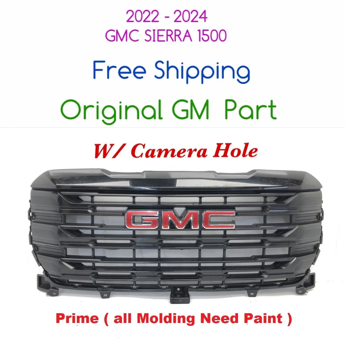 Front Upper Bumper Grille for GMC Sierra 1500 (2022–2024) 84878062