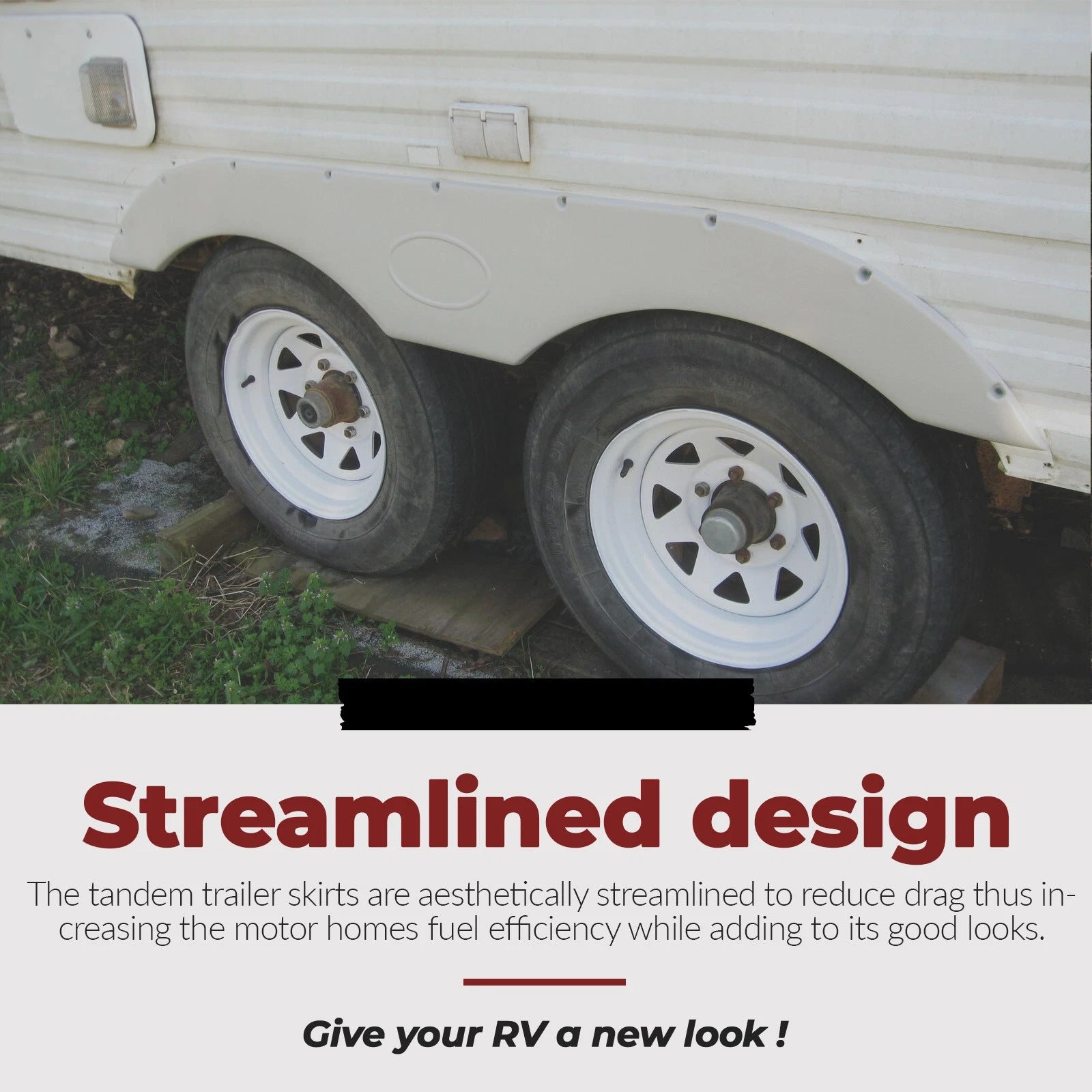 Pair of Tandem Trailer Fender Skirts for RVs Campers Trailers