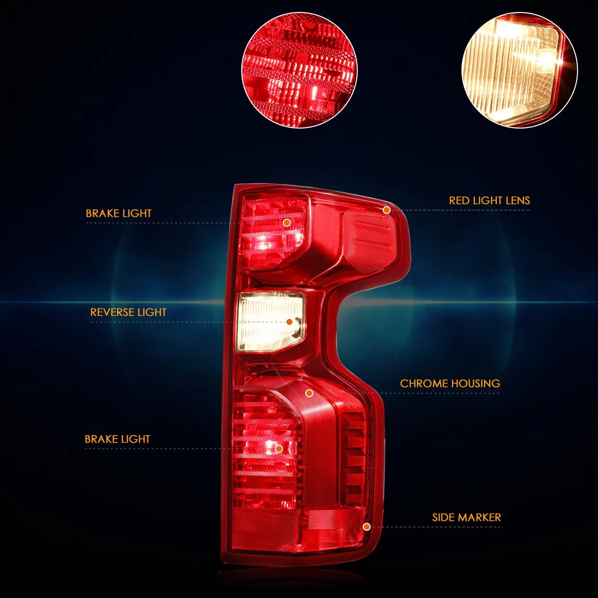 Red Lens Rear Tail Brake Light Stop Lamp for Silverado 1500 2500HD 3500HD (2019–2024)