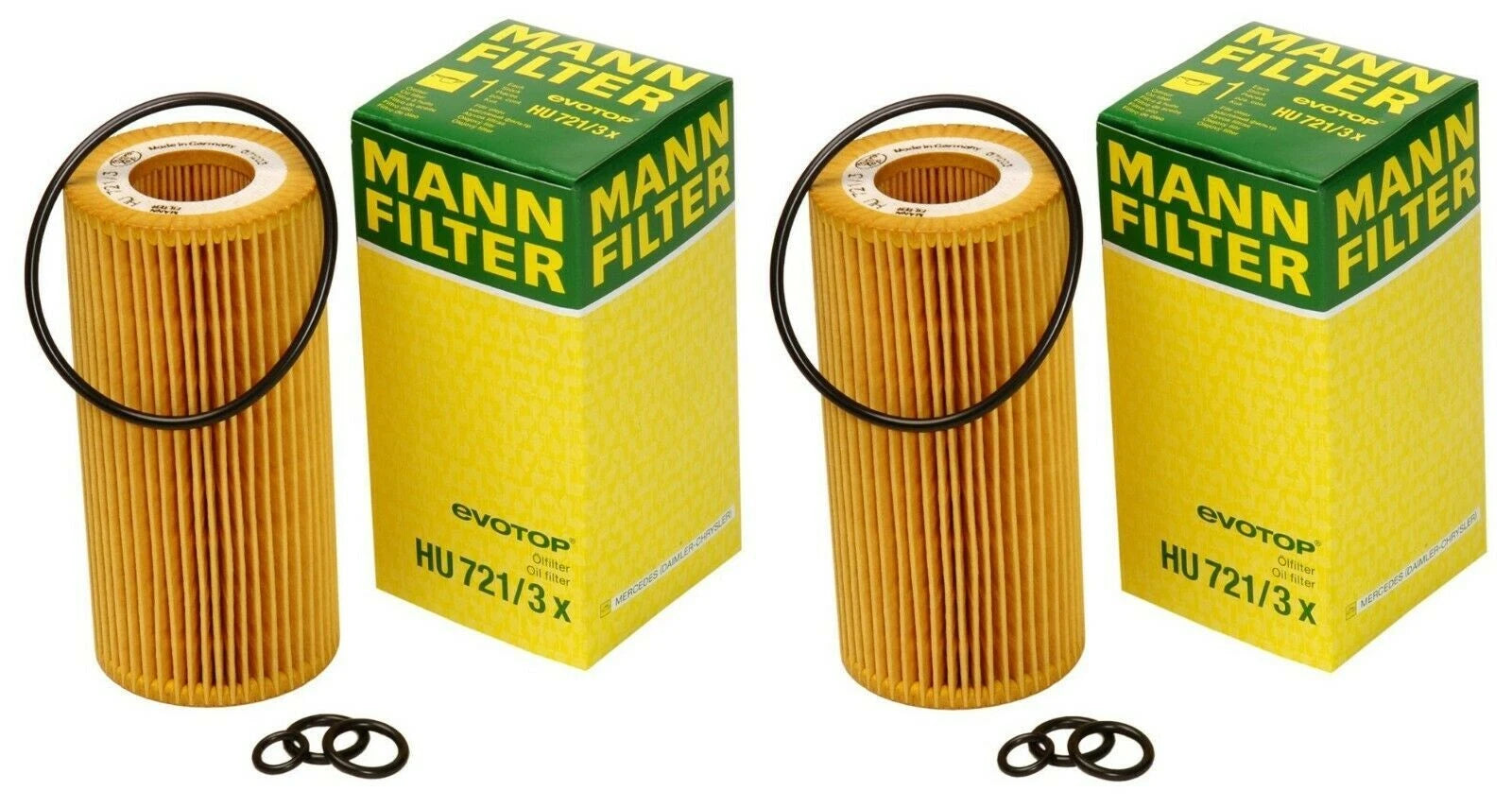 Set of 2 Engine Oil Filters HU7213x for Mercedes C216 W221 R230 (2007–2013)