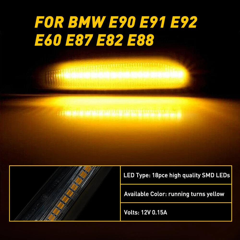 Smoked LED Sequential Side Marker Lights for BMW E60 E61 E82 E88 E90 E91 E92 E93