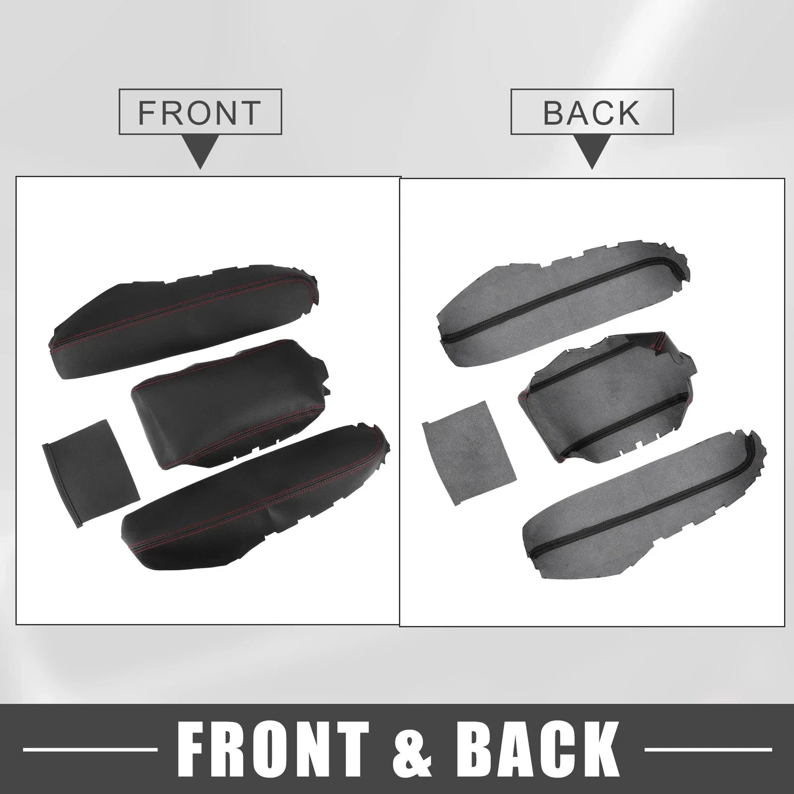 Black Armrest Protector Cover Pad with Red Stitches for Honda Civic (2016-2021)