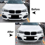 Bumper Lip Spoiler Splitter for BMW X3 F25 X4 F26 M Sport (2014-2018)