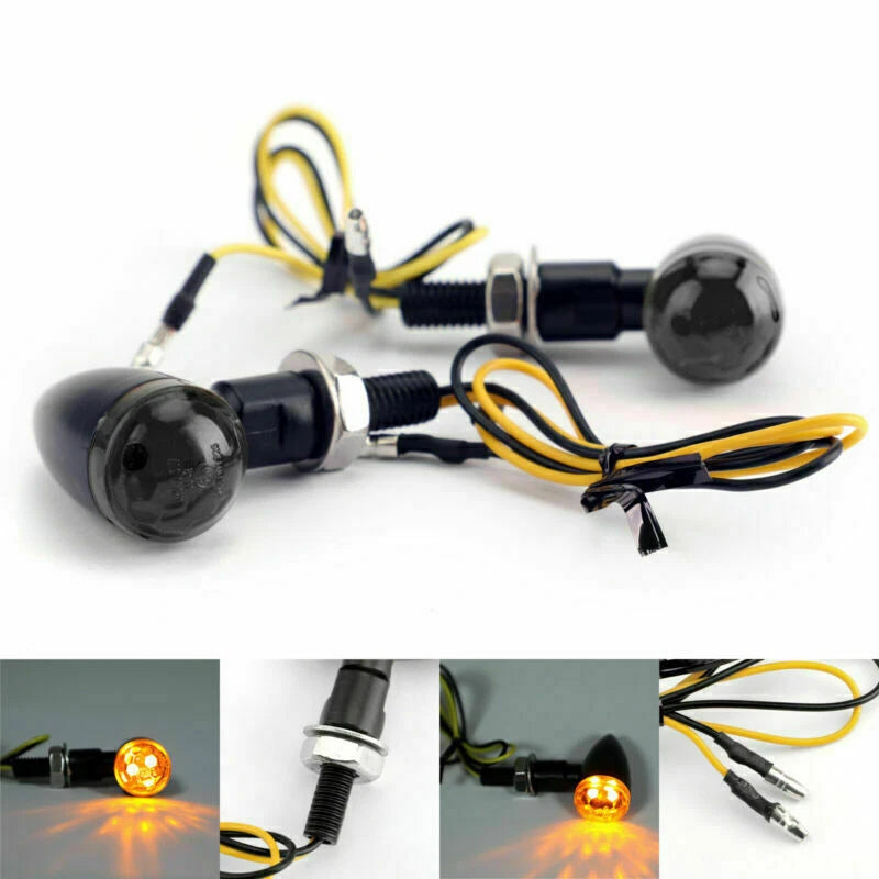 Universal Black Mini Bullet Turn Signal Indicator Light Smoke T9