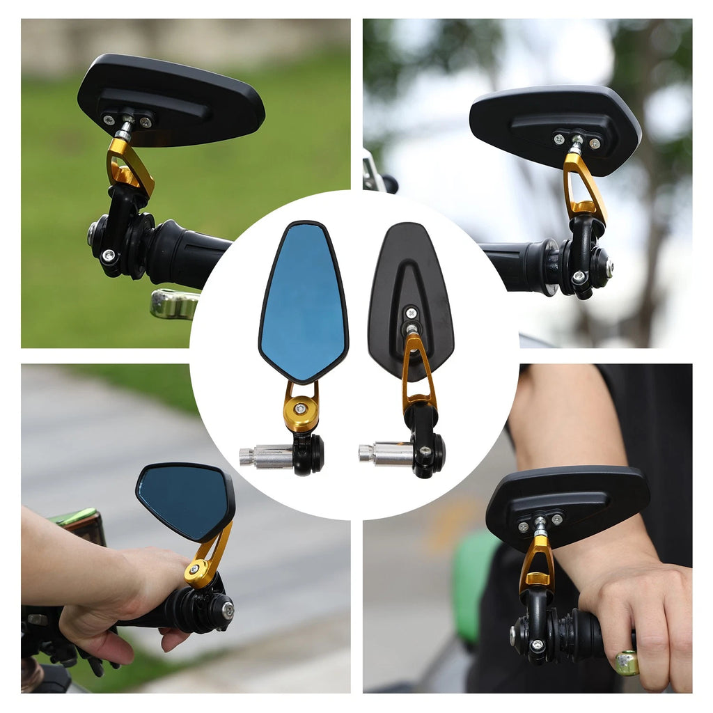 Bar End Rearview Mirrors for Road Bike Cruisers Touring Scooter Motorcycle (7/8")