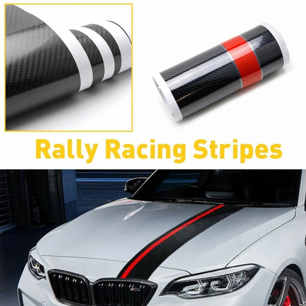 Car Stripes Racing Rally Front Hood Carbon 5D Fiber Decal Wrap for Universal