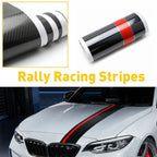 Car Stripes Racing Rally Front Hood Carbon 5D Fiber Decal Wrap for Universal