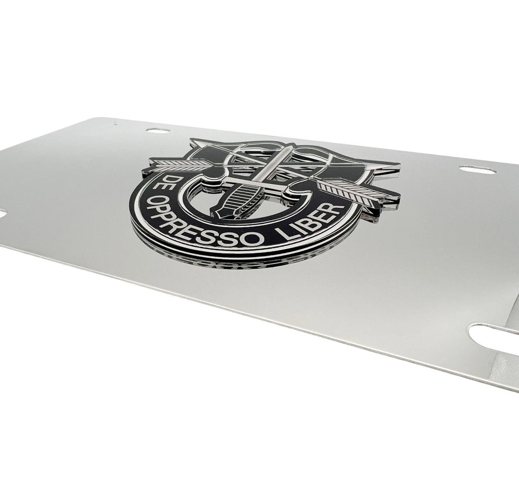 License Plate Frame Chrome US Army Special Forces for De Oppresso Liber (US)