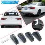 4x Carbon Fiber Pattern Shark Fin Rear Bumper Splitters for Audi A4 A3 A5 A6 (2010–2023)