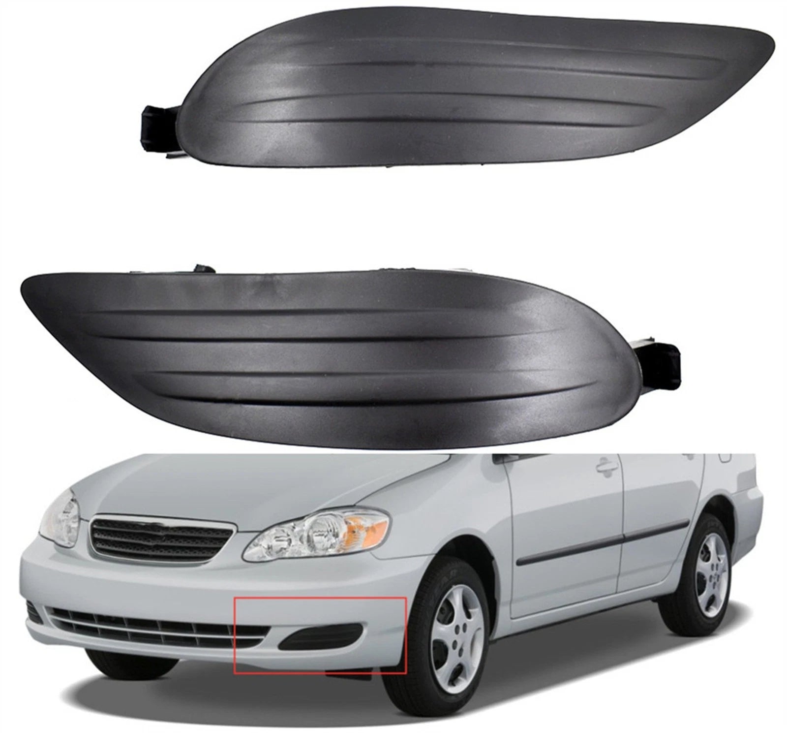 Fog Light Cover Pair for Toyota Corolla (2005–2008) Black Plastic