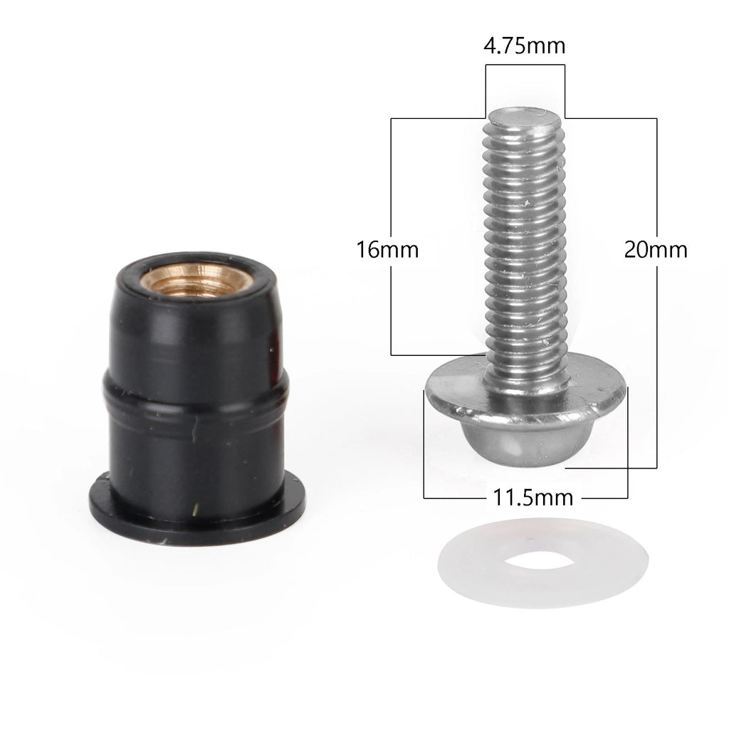 10 Pack M5x16 Windshield Screen Screw Bolts for Motorcycle