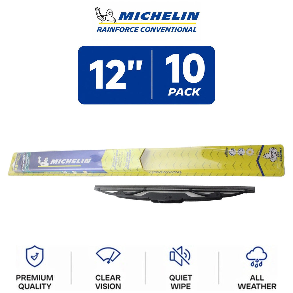 Set of 10 Michelin RainForce Wiper Blades 12" for All Vehicles