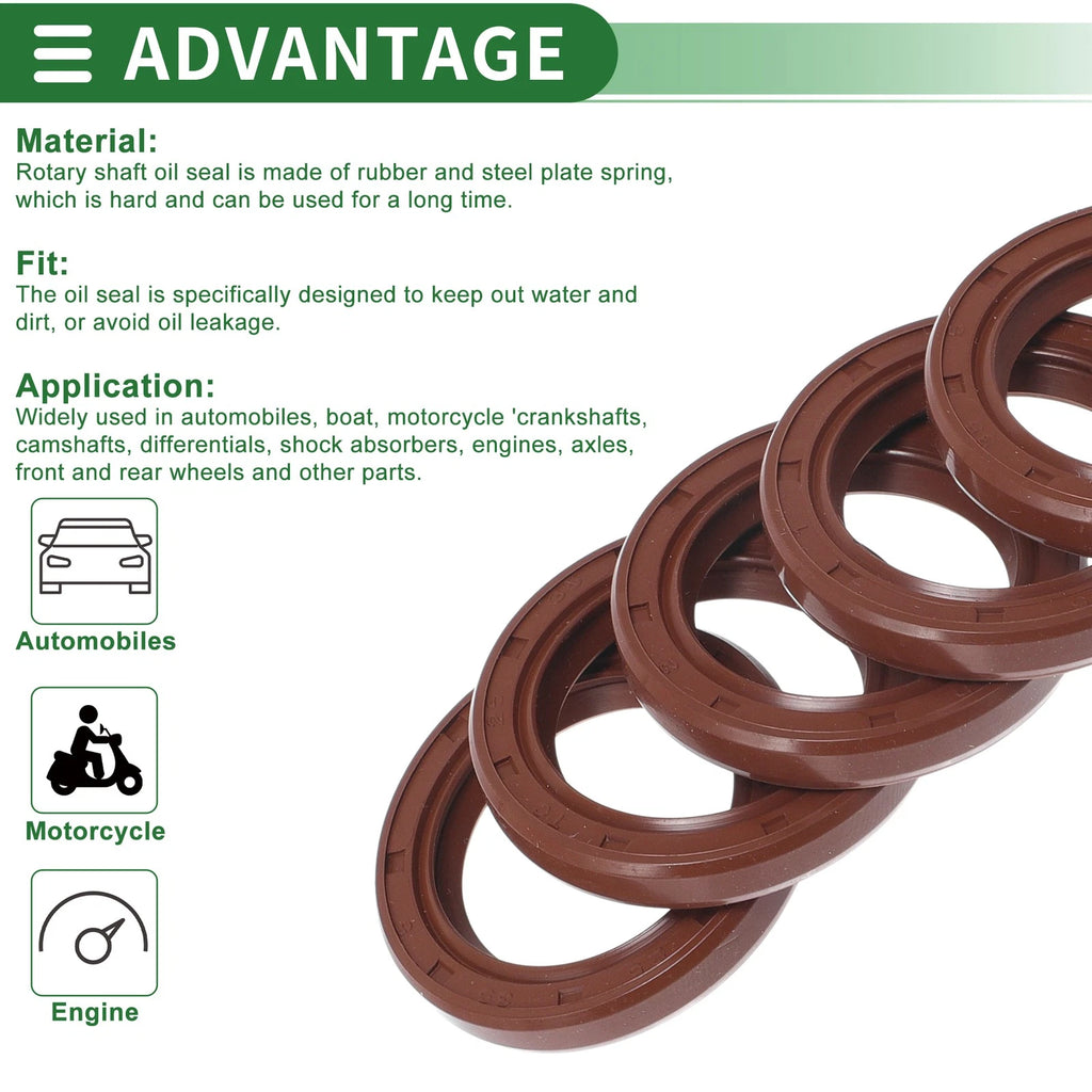 Set of 5 Oil Seal Rotary Shaft Seal FKM Rubber 25x35x5mm